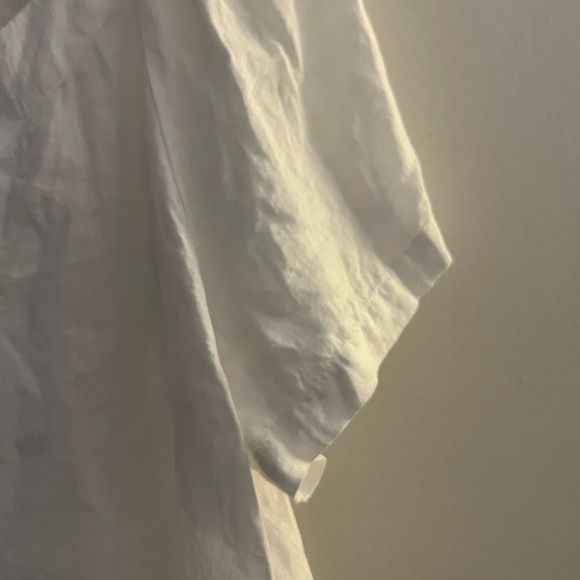 J Crew White Linen Flutter-Sleeve V Neck Blouse Size Large - Picture 6 of 7